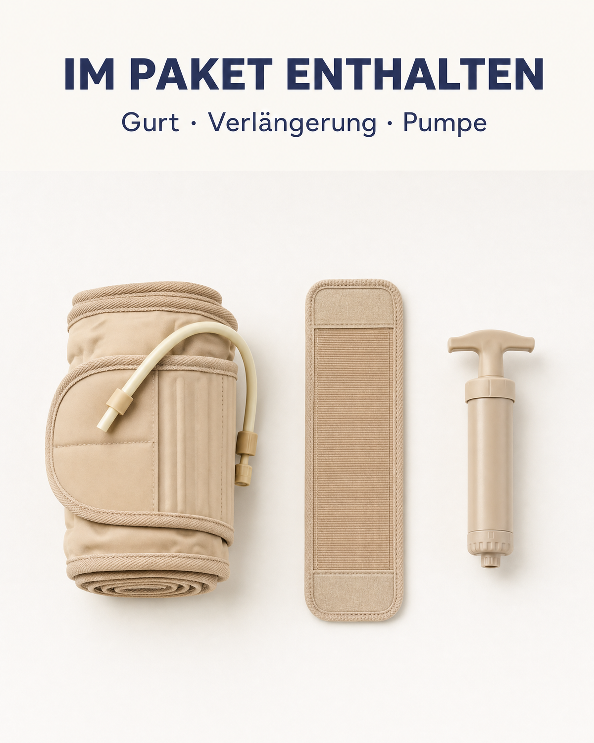 Orthogurt, Verlängerung und Pumpe nebeneinander