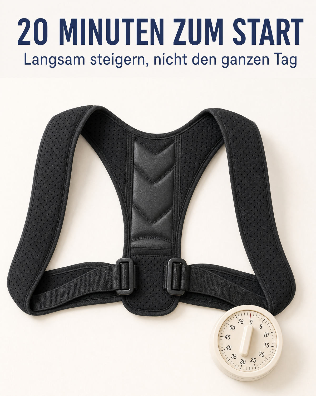 Der Haltungsgurt flach daneben eine Küchenuhr